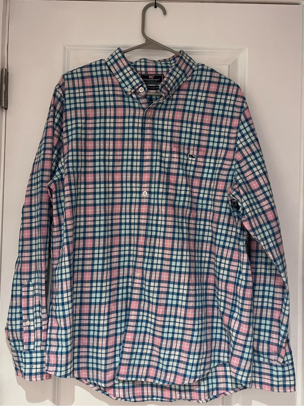 Vineyard Vines Pink and Blue Plaid Button-Down Shirt